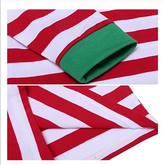 Kids Candy Striped Red White Pajama Set Top Bottom - Picture 5 of 8